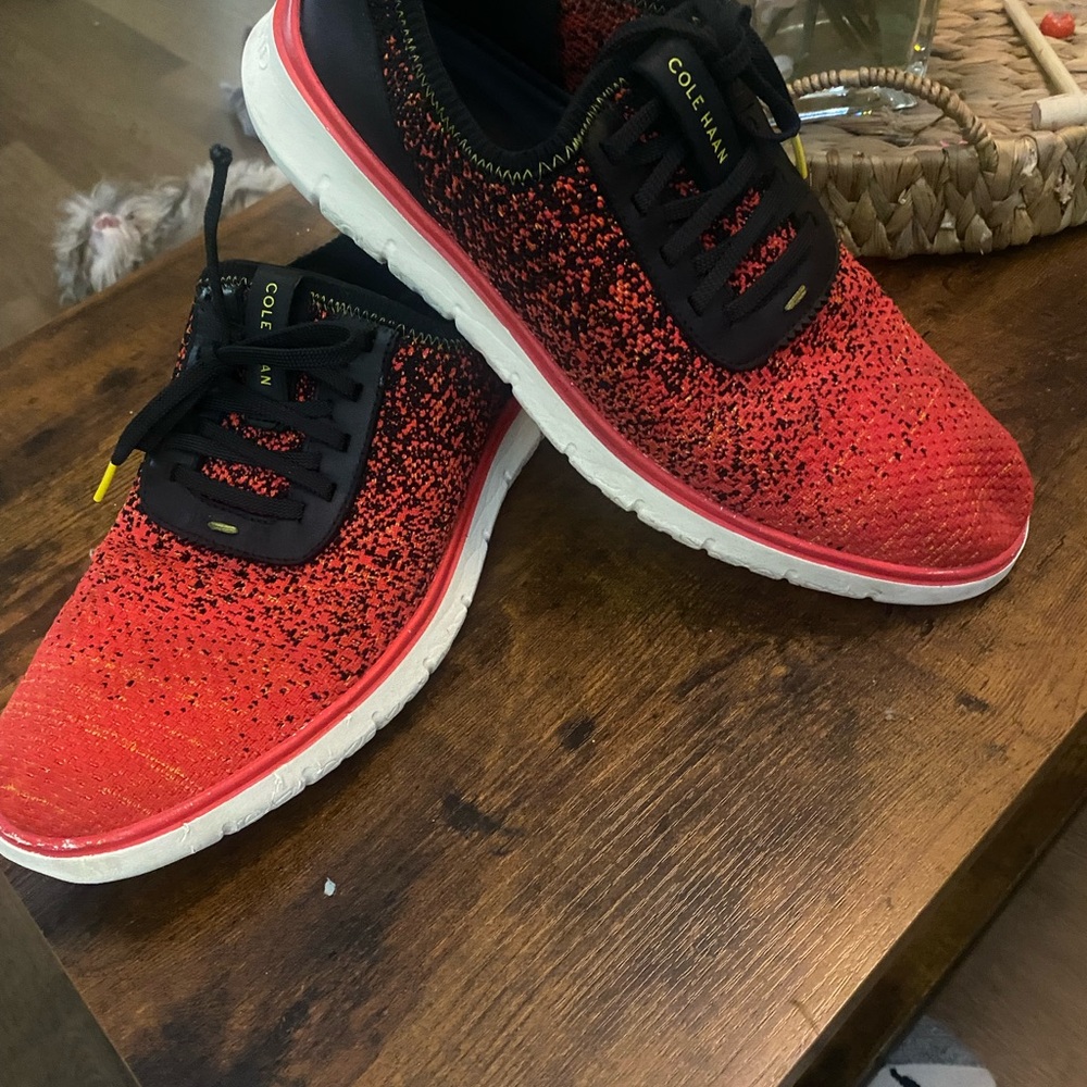 Cole Haan Red and Black Knit Sneakers